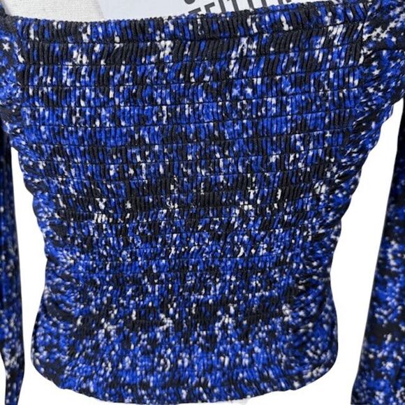 NWT Urban Outfitters Juliana Ruched Crop Peekaboo Stretch Blue Black Size Small - Picture 6 of 12